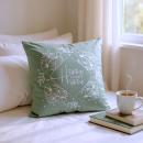 Grüner Kissenbezug 40×40 cm aus Oeko‑Tex Baumwolle mit Reißverschluss.  Bild 2 – Detailansicht Reißve